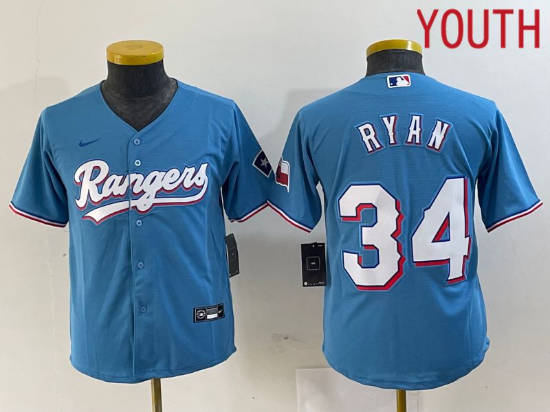 Youth Texas Rangers 34 Ryan Blue Game Nike 2024 MLB Jersey style 1